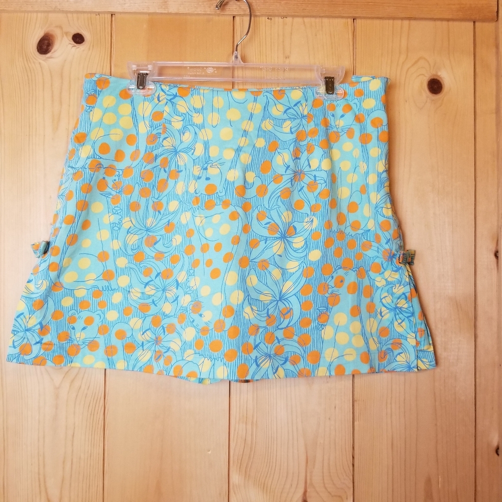 Key West Polka Dot Subtle Cheetah Tropical Print Bow Detail Side Zip Skort